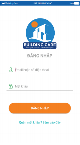 giao dien đăng nhập app Building Care